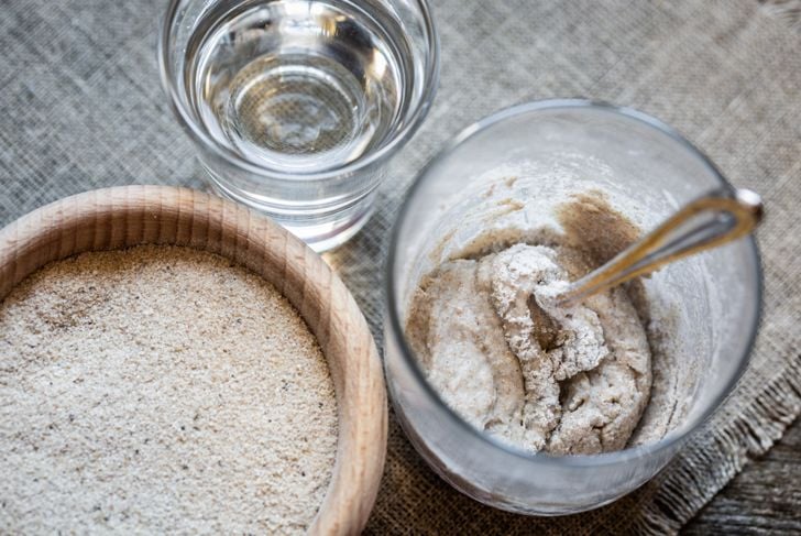 Sourdough starter in a jar